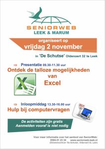 2018-11-02 poster presentatie en inloopmiddag seniorweb in leek