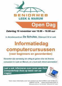 2018-11-10 advertentie 1 4 open dag seniorweb in leek