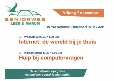 2018-12-07 advertentie presentatie en inloop in leek