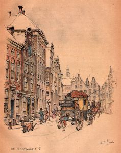 Anton pieck de postkoets, illustratie in het boek albarta ten oever