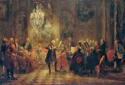 Adolph menzel - flotenkonzert friedrichs des grosen in sanssouci - google art project