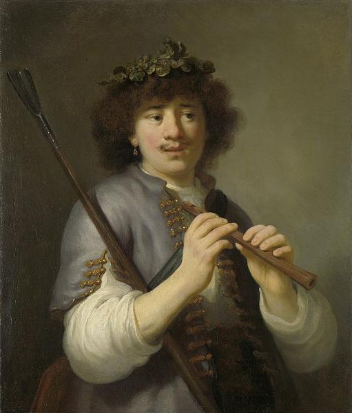 Rembrandt als herder met staf en fluit (Rijks Museum) sk-a-3451