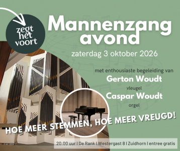 Mannenzangavond zuidhorn 3 oktober 2026